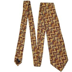 Paul Smith London 100% Silk Designer Necktie Mens Gold Brown Check Luxury